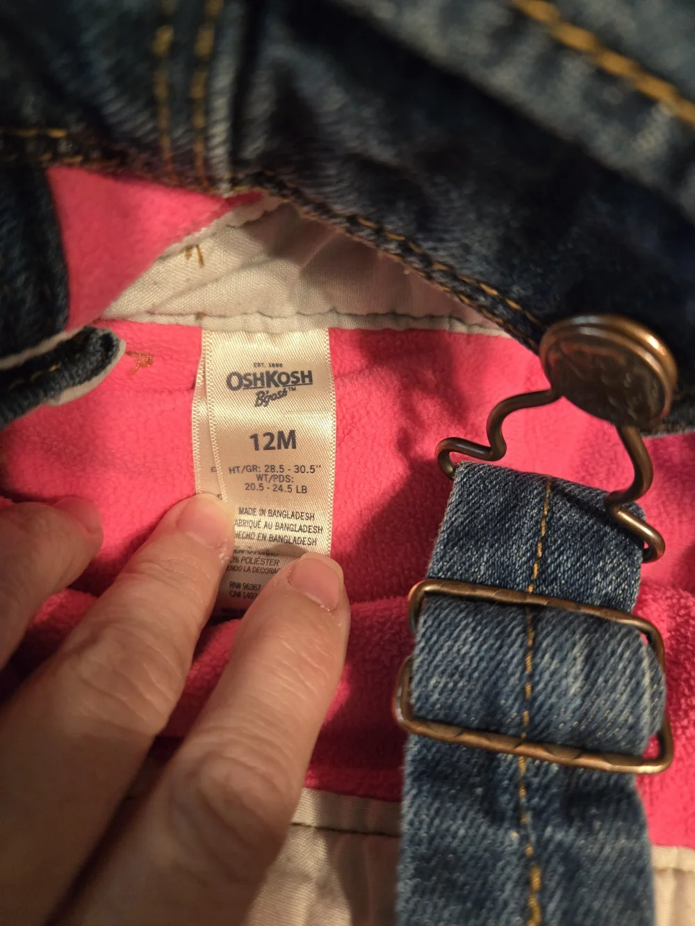 OshKosh B'gosh Girl Soft Stretch Denim Heart Pocket Overalls 12M